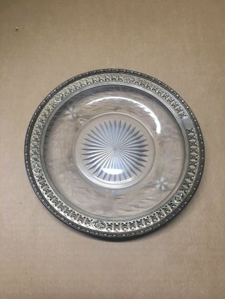 Lovely 19th Century Sterling Silver Rimmed Cut Crystal 10 " Plate Signed