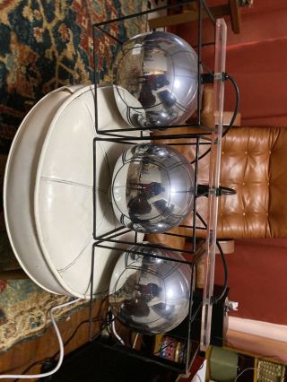 Vintage Mid Century Modern Large Chrome Hanging Ceiling Orb Eye Ball Lamp Light