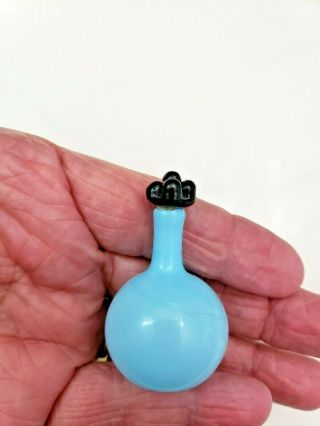 Vintage/antique Germany Hand Blown Blue Perfume Bottle W Black Glass Stopper