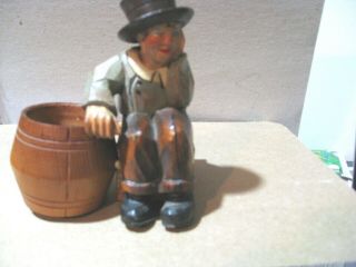 vintage hand carved wooden Statue MAN ON A BOX,  Poland 2