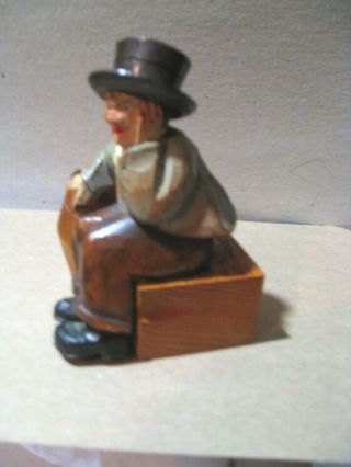 vintage hand carved wooden Statue MAN ON A BOX,  Poland 3