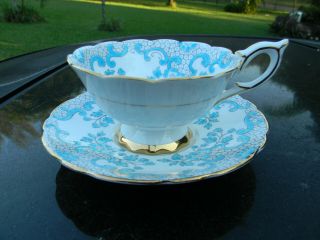 Royal Stafford Bone China Cup And Saucer Blue & Gold Design England Numbered