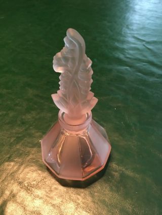 Vintage Made In Occupied Japan Pink Glass Perfume Bottle With Dauber