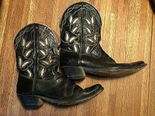 Vintage 1950s Hopalong Cassidy Ladies Cowboy Boots & Hooks By Acme Size 7 1/2 C