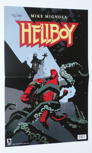 Hellboy Promotional Poster - Signed W/coa By Mike Mignola 2018 Dark Horse Comics
