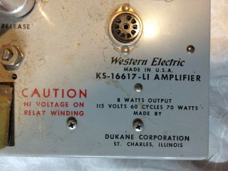 Vintage Western Electric KS 16617 LI Tube Amplifier 2