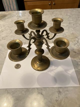 5 Candle Brass Candelabra Made In Japan Vintage