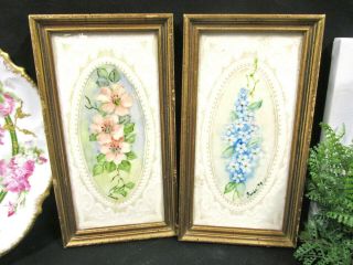 Made In Italy Hand Painted Porcelain Plaques Artist Signed Framed Pictures