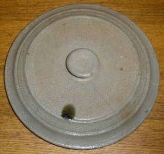 Antique Stoneware Crock Lid Only - Hairline - 9 1/2 " Diameter (7 1/2 " Inside Lip)