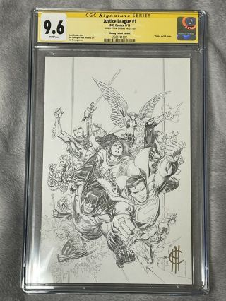 Justice League 1 Jim Cheung Virgin Sketch Variant Cover 1:250 Signed Cgc Ss 9.  6