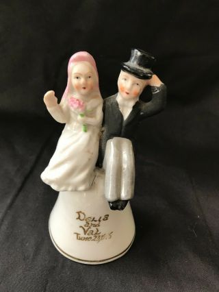 Unique Antique Wedding Couple Bell And Salt And Pepper 1915