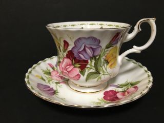 Royal Albert April sweet pea tea cup and saucer bone china 3