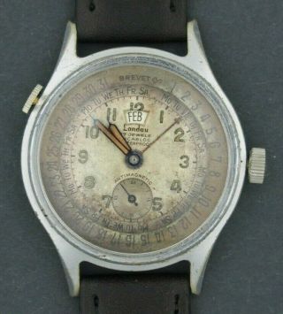 For Repair - Vintage Eloga Landau Triple Date Wrist Watch