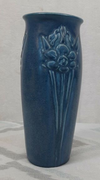 Vintage 1930 Rookwood Pottery Vase 2476 Dark Blue Matte Floral
