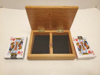 Wooden Box Store Playing Cards 2 Decks Poker,  Bridge 3