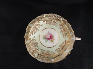 Paragon By Appointment Teacup And Saucer Set Green Heavy Gold Design Rose