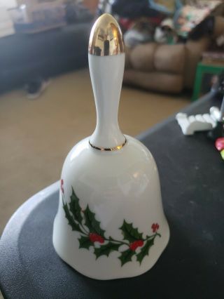 Christmas Holly Berries Bell All The Trimmings Porcelain Japan 5 1/4 "