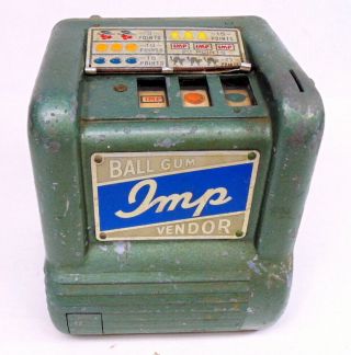 Vintage Imp Penny Coin Op Ball Gum Vendor Trade Stimulator