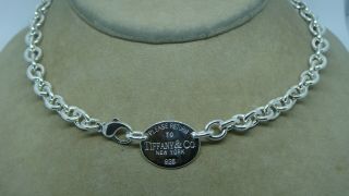 Vintage " Please Return To Tiffany & Co " Sterling Silver 15 3/4 " Necklace