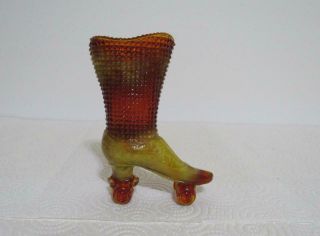Vintage Boyd Art Glass Miniature Roller Skate Boot Amber Yellow Caramel Bud Vase