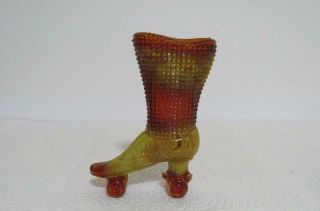 Vintage Boyd art glass miniature roller skate boot amber yellow caramel bud vase 2