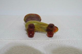 Vintage Boyd art glass miniature roller skate boot amber yellow caramel bud vase 3