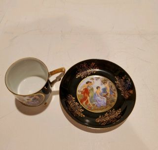 Vintage Royal Halsey Very Fine China Black 3 Footed Tea Cup & Saucer 3