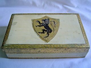 Vintage Florentia Wood Italian Florentine Trinket Box Hand Made In Italy