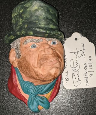 Vintage Bossons England Chalkware Charater Head Bill Sikes Hand Painted Bust