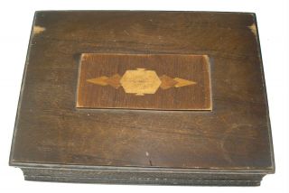 Vintage Wood Box With Inlay On Top,  Solid,  But Needs Tlc.  Great Box For Keepsak