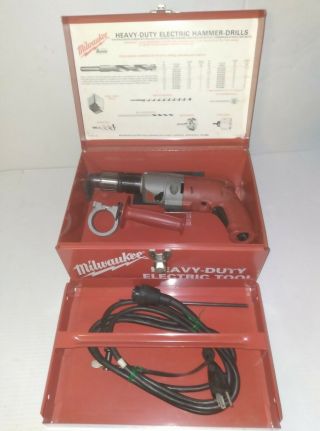 Vintage Milwaukee Magnum 1/2 " Drive 2 Speed Hammer Drill Usa Made Model 5370 - 1