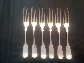 A Set Of 6 Vintage Sterling Silver Forks For A Total Of 284.  7 Grams