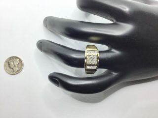 Vintage Men’s 10k Yellow Gold And Diamond Ring Size 10,  2.  9 Grams