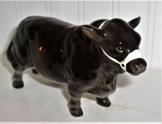 Vintage Victoria Ceramics Japan Black Angus Bull Figurine