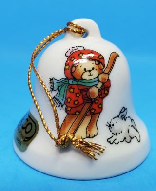 Lucy And Me Lucy Rigg Christmas Bear Wini Skis Mini Bell Ornament 19868