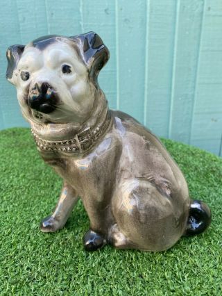 19thc Staffordshire Seated Pug Dog With Separate Front Legs C1890s