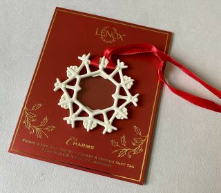 Lenox White Porcelain Pierced Snowflake Charm Photo Holder Ornament