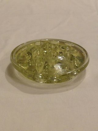 Vintage Yellow Glass Flower Frog 11 Hole Domed 2
