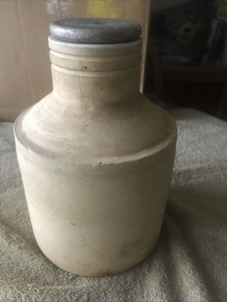 Large Vintage 10 - 1/2 " Tall One Gallon Pottery Jug Unmarked