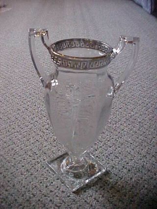Large 11 " Tall Vintage Glass Urn Vase