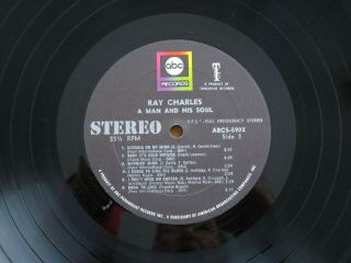 Rare Vintage Vinyl - Ray Charles - A Man And His Soul - ABC/Tangerine ABCS - 590X - NM 3