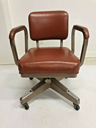 Vintage Industrial Office Swivel Chair Desk Tanker Mid Century Metal Emeco 60s
