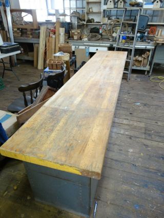Vintage Maple Butcher Block Shop Bench / Counter Top 24 X 120 Pu Only 18405