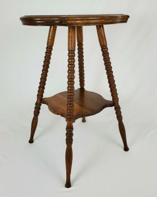 Antique Tiger Oak Lamp Parlor Table Arts And Crafts Victorian Vintage 27.  5 "