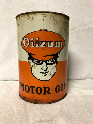 Vintage Oilzum 5 Quart Metal Oil Can By The White & Bagley Oil Company