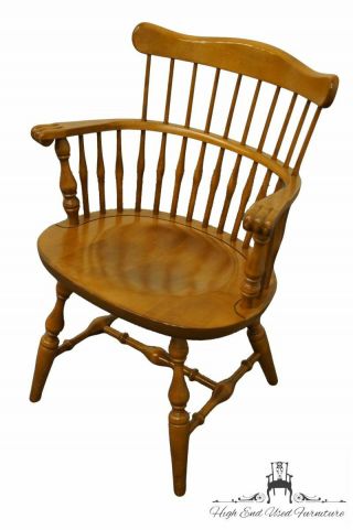 Ethan Allen Heirloom Nutmeg Maple Comb Back Dining Arm Chair 10 - 6102a