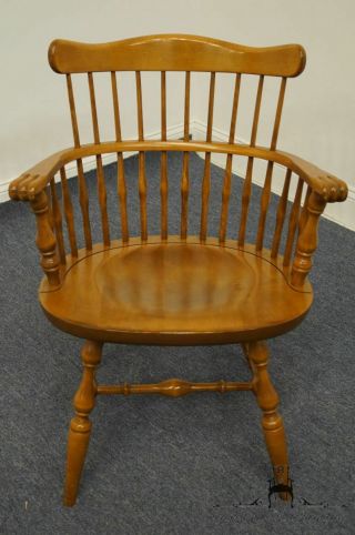 ETHAN ALLEN Heirloom Nutmeg Maple Comb Back Dining Arm Chair 10 - 6102A 3