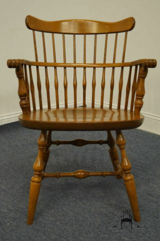 ETHAN ALLEN Heirloom Nutmeg Maple Comb Back Dining Arm Chair 10 - 6102A 5
