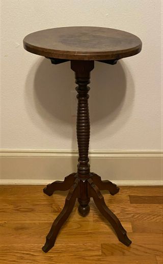 Antique Vintage Round Pedestal Tea Occasional Side Table Plant Stand - 30 "