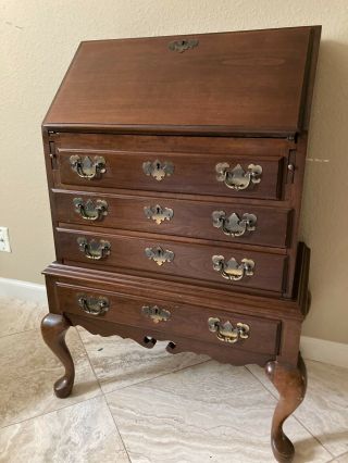 Antique Cherry Wood Secretary Writing Desk With Lid